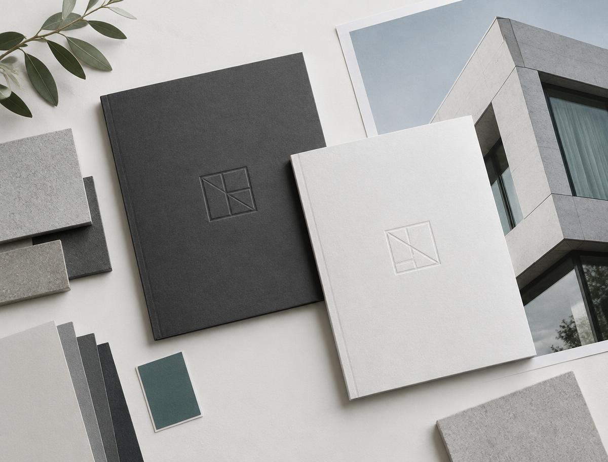 Ilustrační sada materiálů vizuální identity developerského projektu
